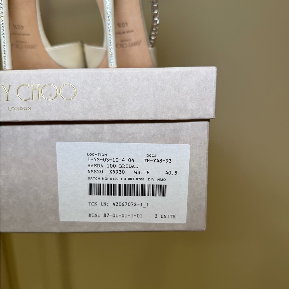 Jimmy Choo BRIDAL White Satin Crystal-Trim Slingback Pumps - Picture 2 of 16